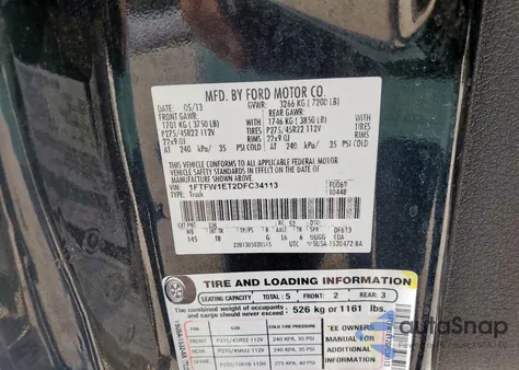 2013 Ford F150 Supercrew z USA, uszkodzony, nr VIN 1FTFW1ET2DFC34113